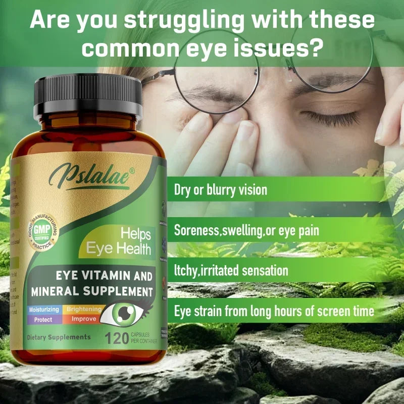 Lutein Eye Vitamins Supplement - with Lutein, Vitamin C and Zeaxanthin, Eyestrain, Dry Eyes & Vision Health Supplement