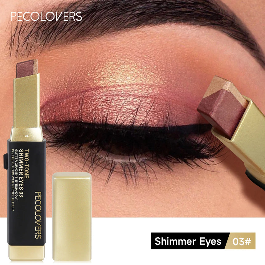 Double Color Eyeshadow Stick Glitter Highlight Shadow Stick Eye Makeup Waterproof Lasting Shimmer Metallic Eyeshadow Makeup