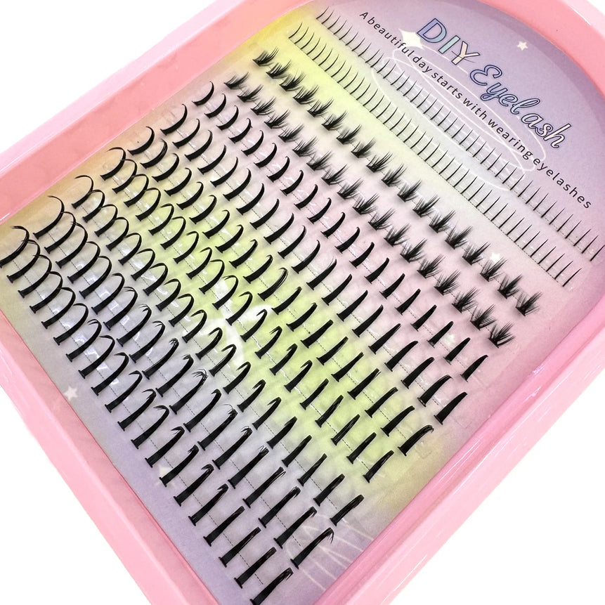 11Rows Spikes Lash Clusters with Bottom Lashes Individual Lash Extensions Manga Premade Fan Eyelashes Extensions Wispy Eyelashes