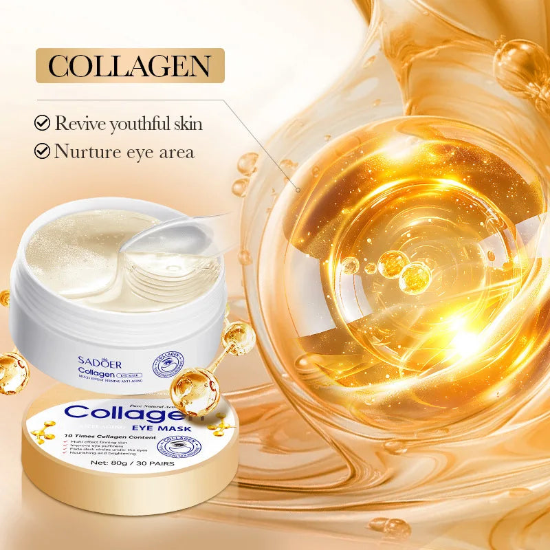 60pcs SADOER Crystal Collagen Eye Mask Anti Dark Circles Removal Eyes Bags Moisturizing Eyes Patches Eye Gel Masks Skin Care