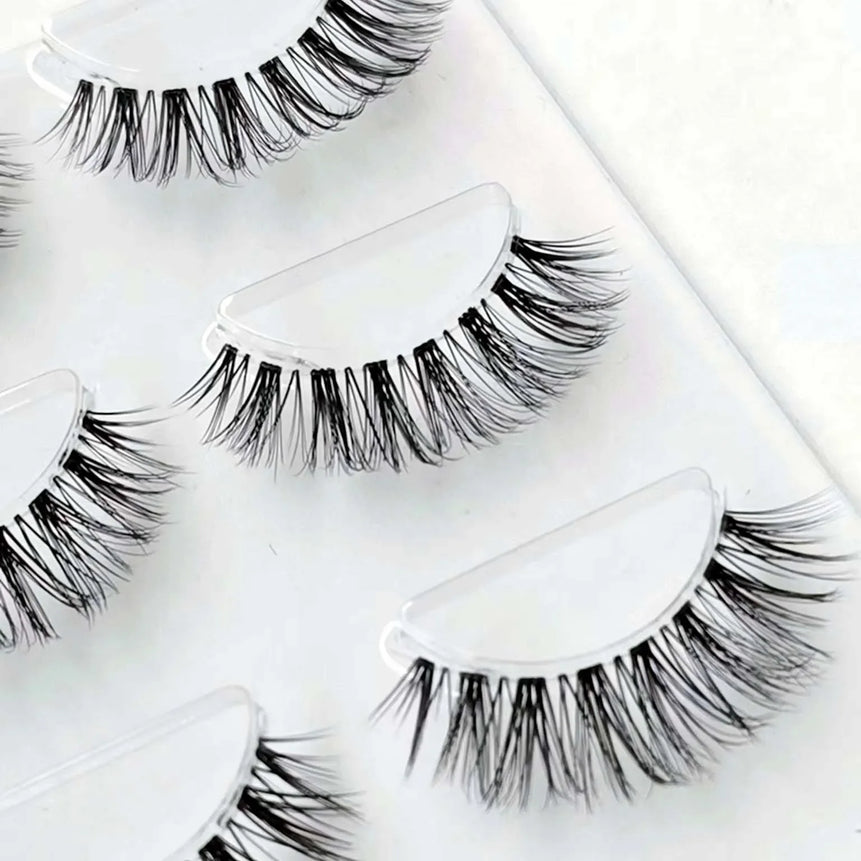 NEW 3Pairs 5d Mink Lashes 3D Mink Eyelashes Invisible Band Natural Black Mink False Eyelash Full Strip cilios posticos Reusable
