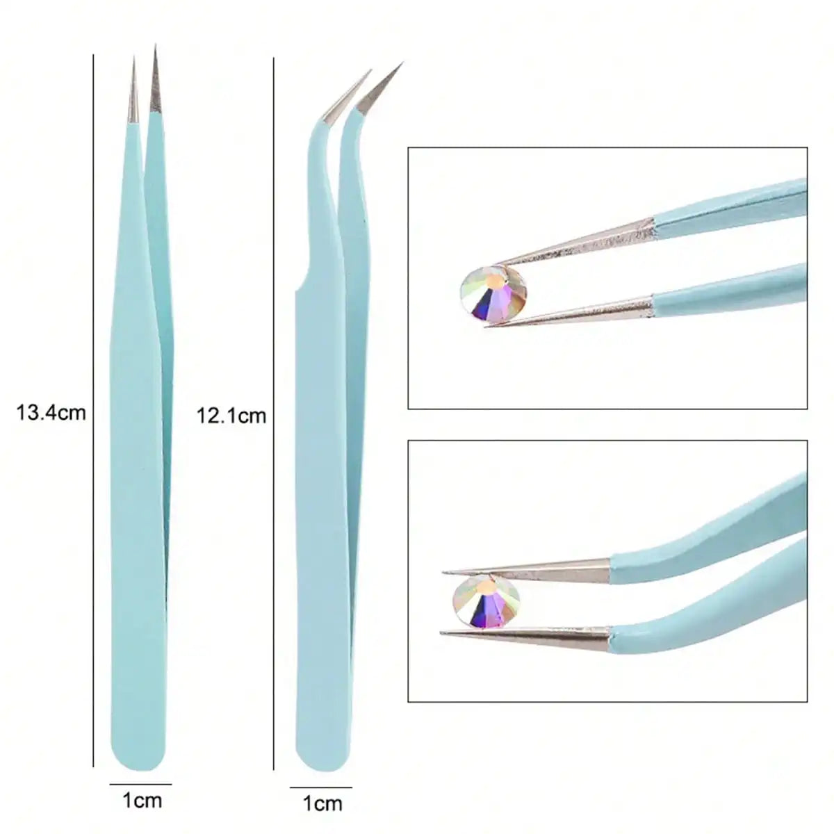 2pcs/Set Stainless Steel Pink Tweezers For Nail Art, Straight & Bend Tip For Eyelash Extension, Drawing & Picking