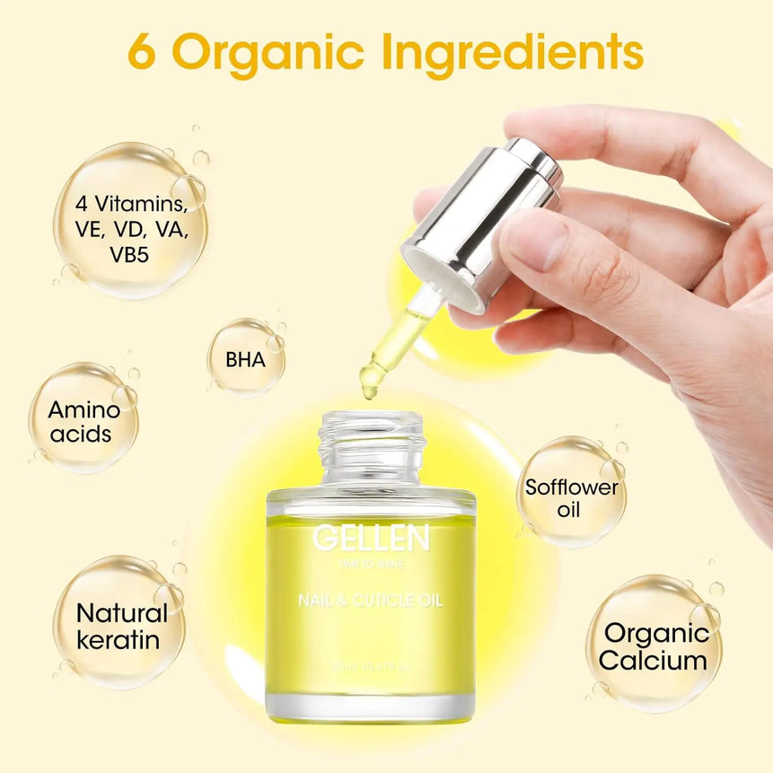 GELLEN 20ml Nails Cuticle Oil Organic Natural Keratin Vitamin E Nail Polish for Hydrating Nourishing Strengthening Supplies
