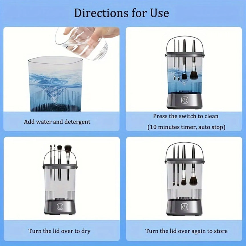 Automatic Electric Makeup Brush Cleaner Rechargeable 3 In 1 Type C-Charging Cosmetic Brush Washing Drying Washing Tools Machine