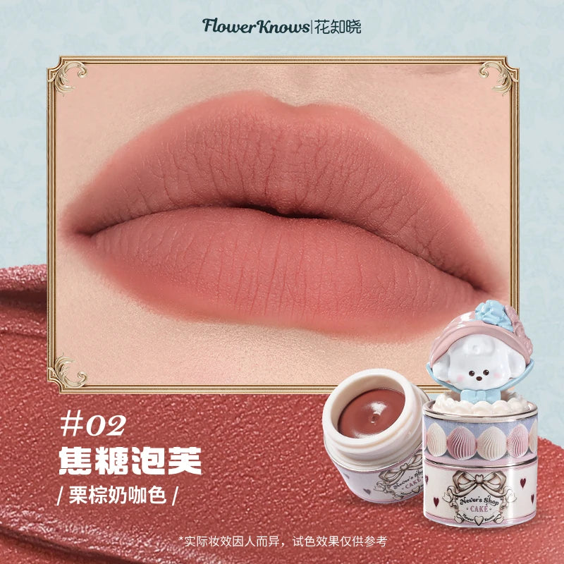 Flower Knows Never's Shop Collection Creamy Matte Lipstick Natural Velvet Finish Hydrating Vitamin E Core Vegan Makeup Lip Mud