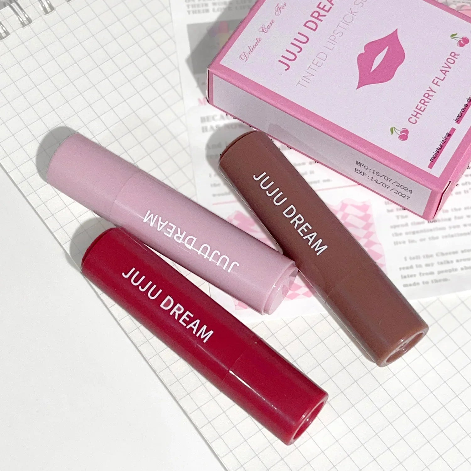 3 piece set Moisturizing, Hydrating, Lightening lip lines, Color rendering, Long-lasting makeup, Nourishing lip set