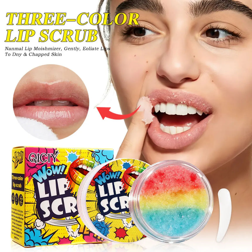 Qiciy Lip Scrub Natural Ingredients Sweet Lip Care Moisturizing Hydrating Gently Exfoliates Anti-Cracking Improves Lip Lines Lip Makeup Base