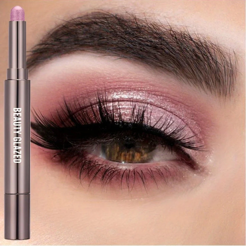 BEAUTY GLAZED 10 Colors Eyeshadow Stick Long-lasting Waterproof Eyeshadow Pen with Double Head Brush Matte and Shimmer Shade