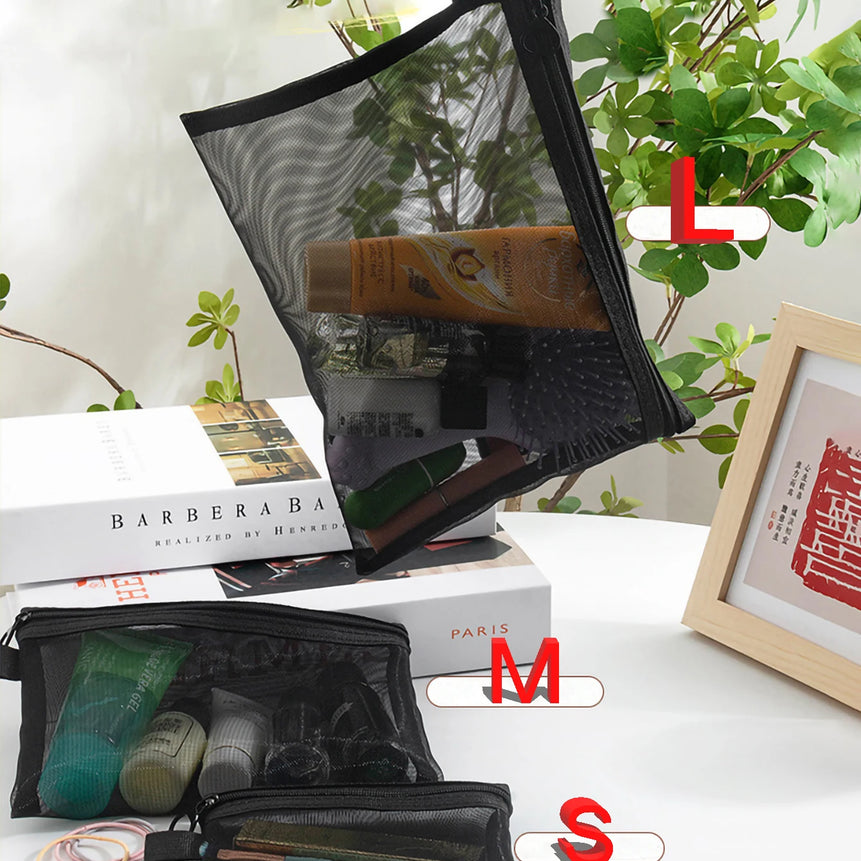 1/5/10pcs Mesh Clear Cosmetic Bags Women Black Makeup Bag Portable Travel Toiletry Organizer Case Lipstick Storage Pouch Gift