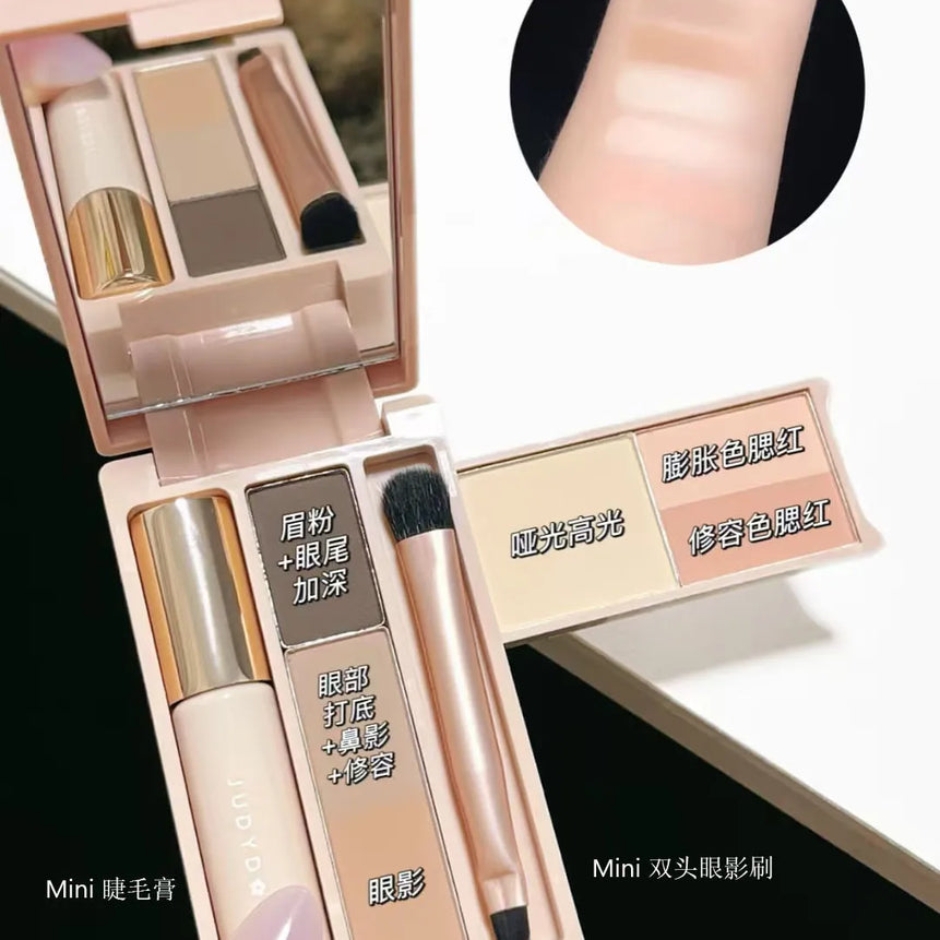 Judydoll Eyebrow Palette All-in-One Portable Powder Travel Makeup Set MultiFunction Mascara Blush Contouring