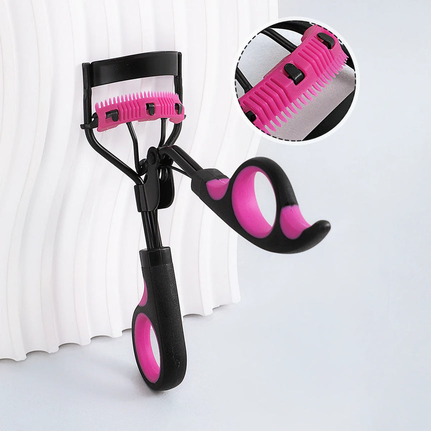 1 stainless steel eyelash curler with comb, lasting shaping big eyes, no harm to eyelashes, suitable for all eye types and eye e