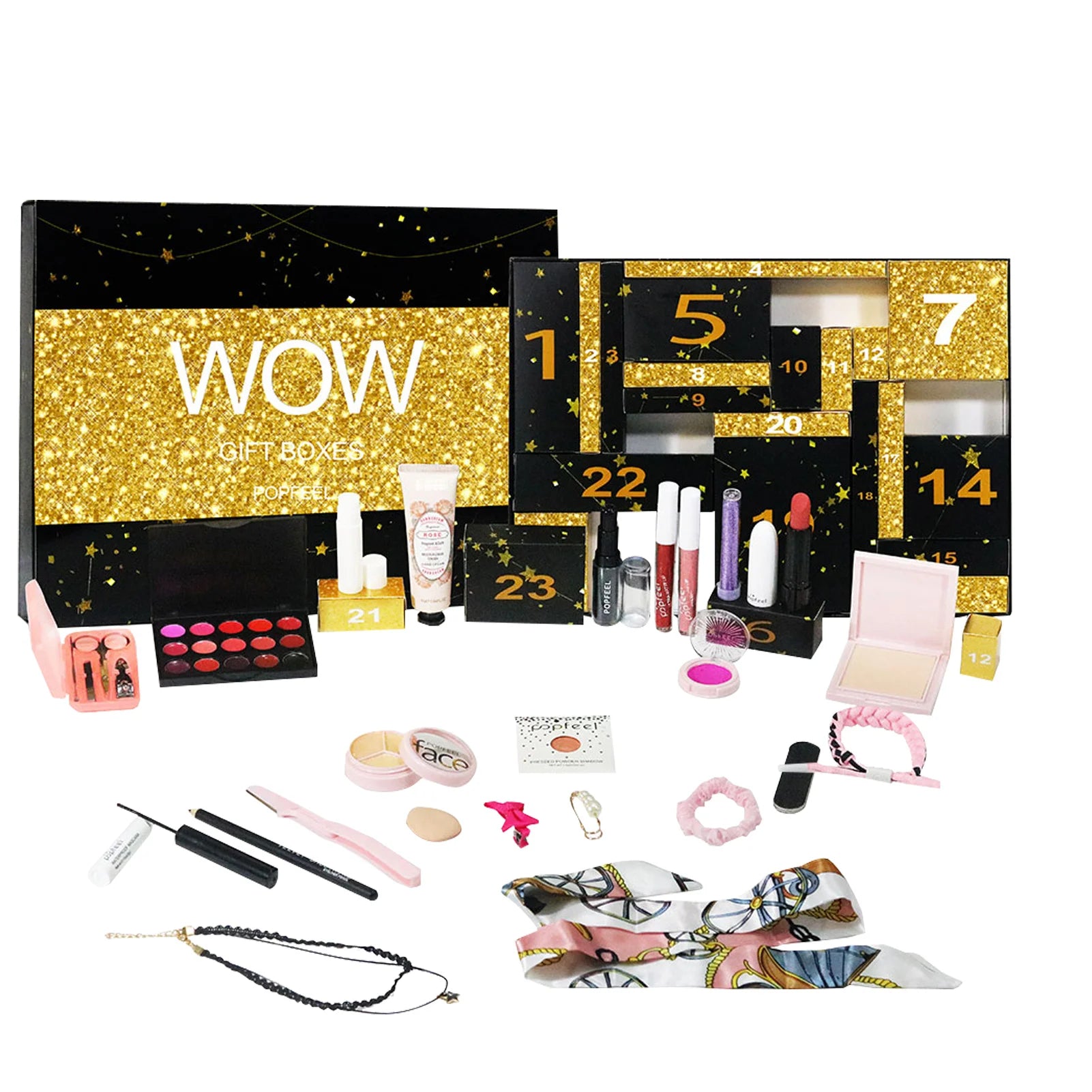 Christmas Advent Calendar 2023 Makeup Tools Countdown Calendar Gift Box Lipstick Eye Shadow Cosmetics Set Party Favors For Women