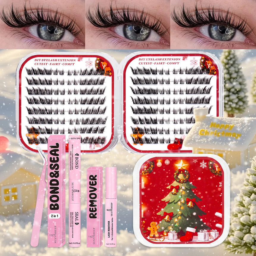 Christmas Gift Eyelash Clusters Manga Natural Look Individual Lashes Kit Lash Extension Wtih Lash Glue Use At Party Cosplay