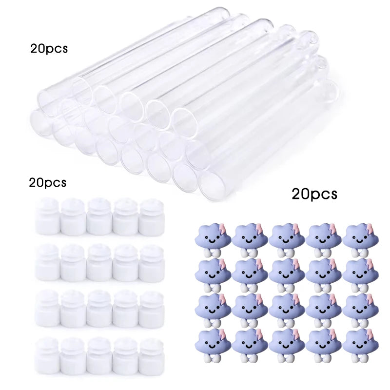 20Pcs Reusable Eyelash Brush Tube Christmas Style Disposable Mascara Wands Applicator with Tube Dust-proof Tubes Makeup Tools