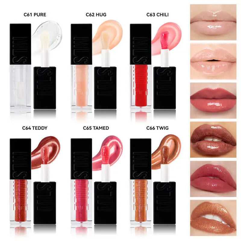 MLSMILE Wet Shiny Liquid Lip Gloss Diamond Shimmer Glitter Lip Plumper Oil 6colors Sparkling Highgloss Sequins Pearly Makeup