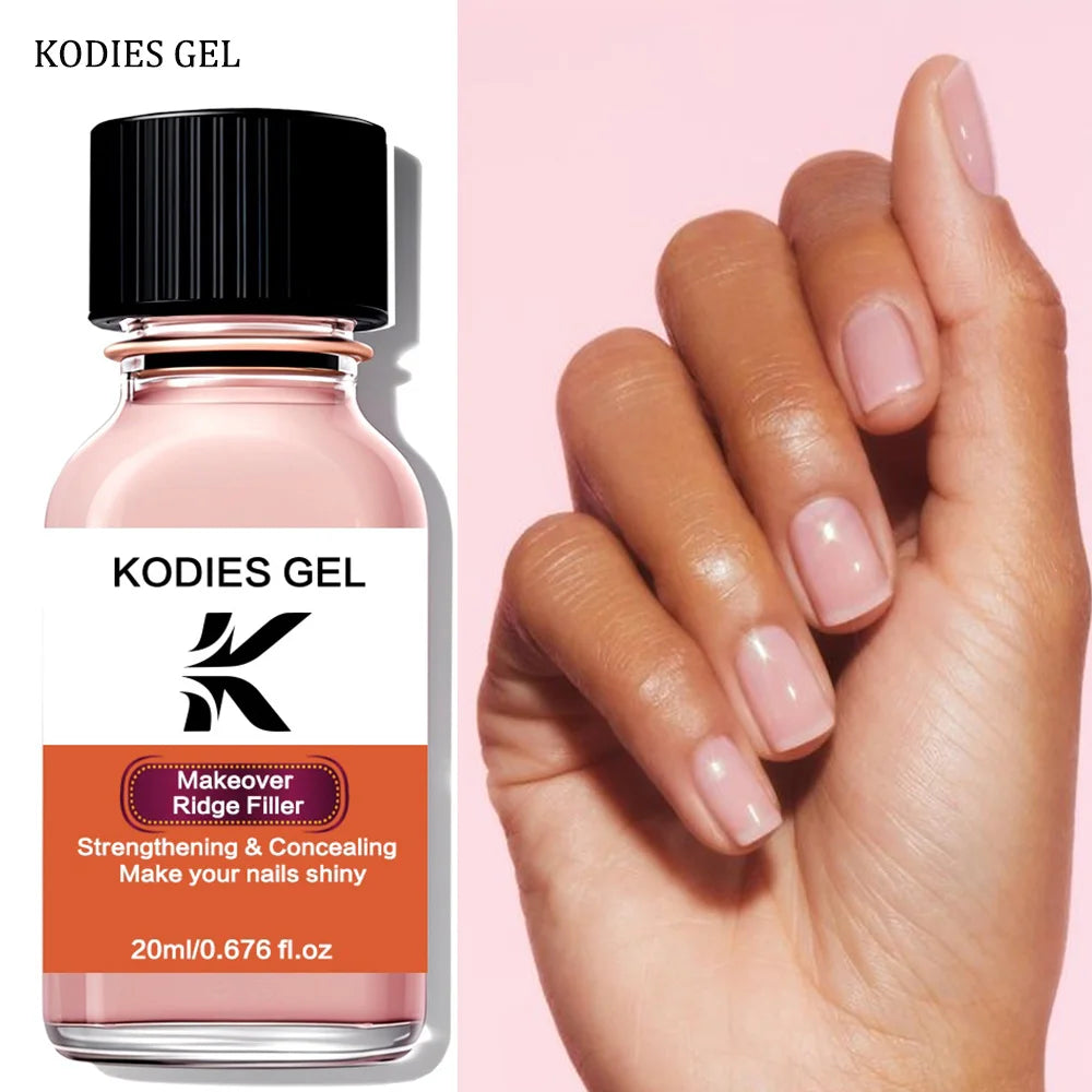 KODIES GEL Natural Pink Nail Strengthener Quick Dry Makeover Ridge Filler Base Oil Nail Hardener Shield Repair Nail Care Lacquer