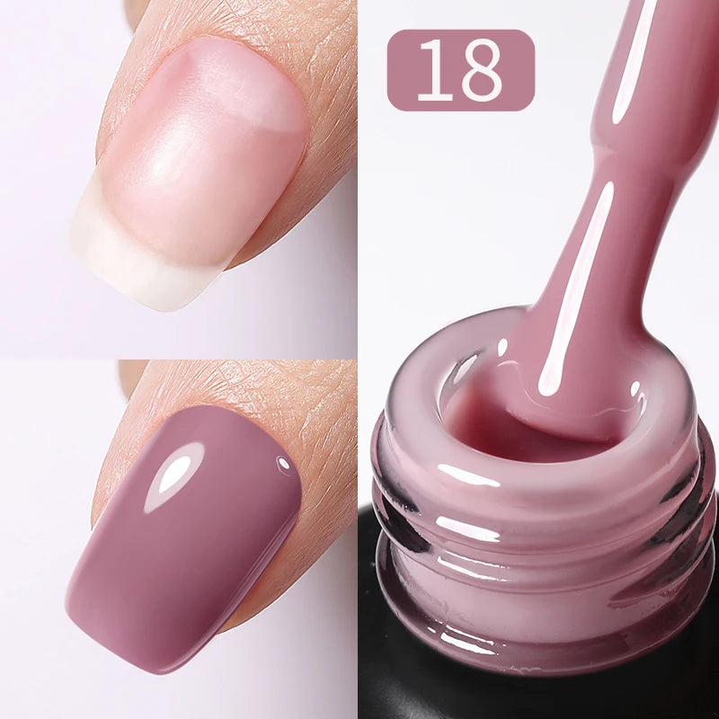 BORN PRETTY 15ml Milky Pink Rubber Base Gel Nail Polish Glitter Semi-Permanent Varnish Soak Off Self Leveling UV LED Polish
