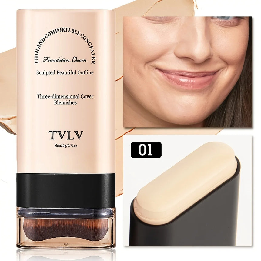 TVLV Velvet Moist Light Eraser Foundation Stick with brush Long-Lasting Flawless Concealer Cream Makeup for Face Beauty Cosmetic
