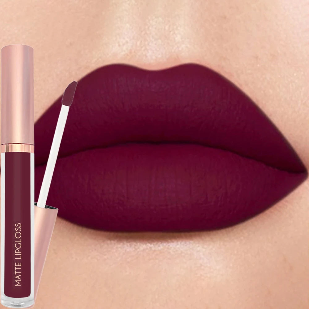 12Colors Creamy Matte Lip Gloss Long-lasting Velvet Non-drying Moisturizing Nude Berry Rose Lipstick Plump Lip Makeup Cosmetics