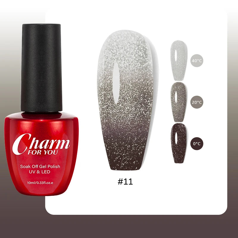 10ml Glitter Thermal Gel Nail Polish 3 Layers Temperature Changing Semi Permanant Soak Off UV LED Nail Art Gel Varnish DIY Gel