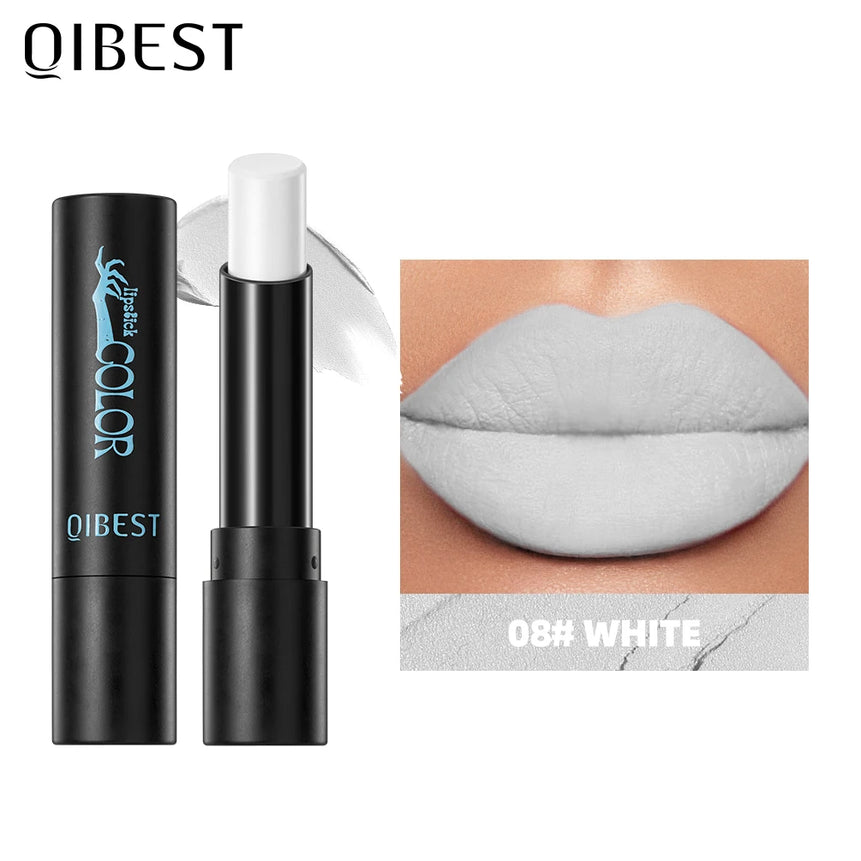 QIBEST Nude Velvet Matte Lipstick Long-lasting Highly Pigmented Lip Tint Not Stick Cups Red  Green Orange Black White Lip Stain