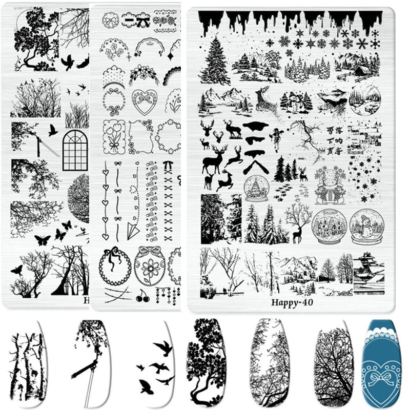 Maple Leaf Nail Stamping Plates Autumn Winter Leaves Design Polish Stencil Nail Printing Stamp Image Manicure Mold Stencil Tool