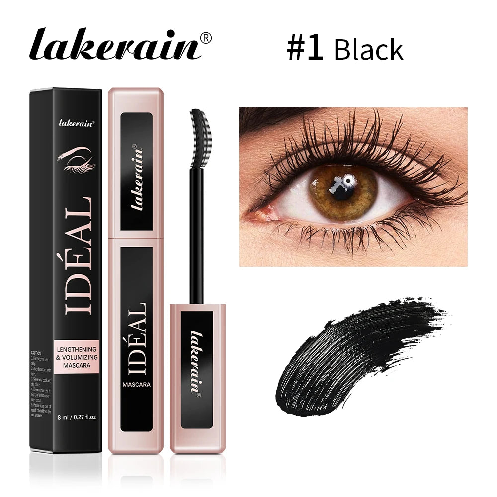 Lakerain Lengthening Volumizing Mascara Long Lasting Makeup Effect Nourish Eyelashes Clump-Free Suitable for All Skin Tones