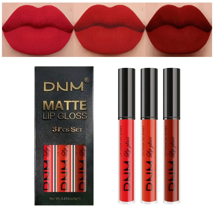 3pcs/set Liquid Lipstick Waterproof Long Lasting Cosmetic Black Blue Purple Green Matte Lip Gloss Nude Lip Tint Stain Makeup Set