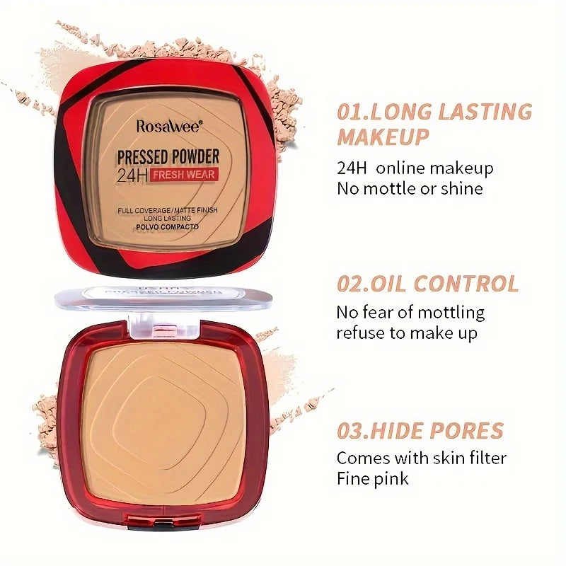 Full Coverage Pressed Powder Foundation  Matte Control Oil  Foundation Long Lasting Face Makeup