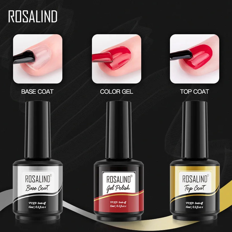 ROSALIND Glossy Matte Top Coat Nail Gel Polish Rhinestone Top Coat Glue Gel Varnishes Semi Permanent UV/LED Cure