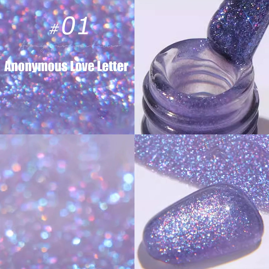 MIANEL1-12pcs 12ML Pink Blue White Green Series With Explosive Glitter Gel Nail Polish, Popular Yun Brocade Diamond Gel Polish