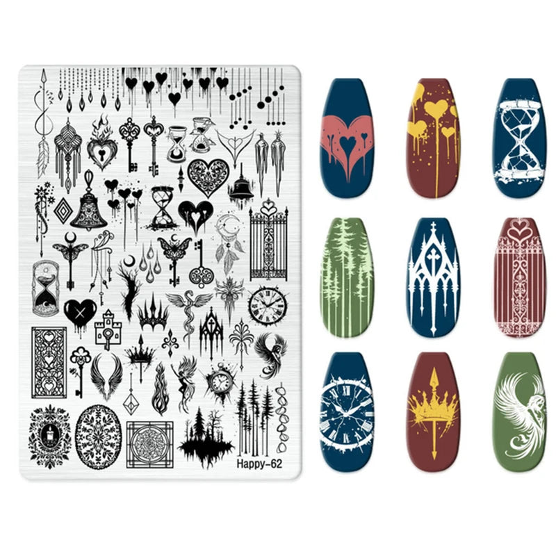 Maple Leaf Nail Stamping Plates Autumn Winter Leaves Design Polish Stencil Nail Printing Stamp Image Manicure Mold Stencil Tool