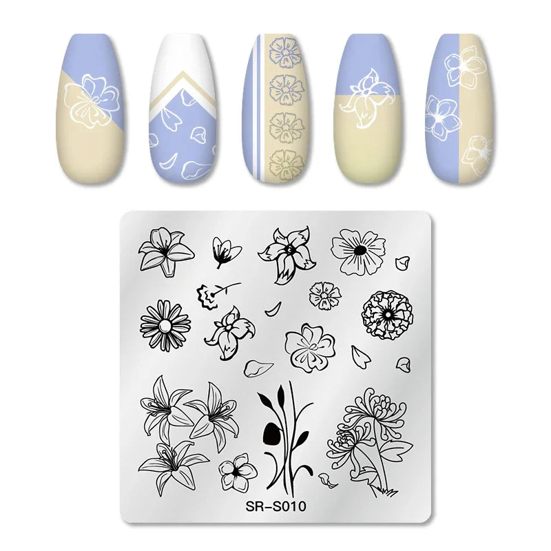 1PC Flower Leaves Line Geometric Stamping Plates Abstract Lady Face Nail Stamp Templates Printing Stencil Nail Art Decoration