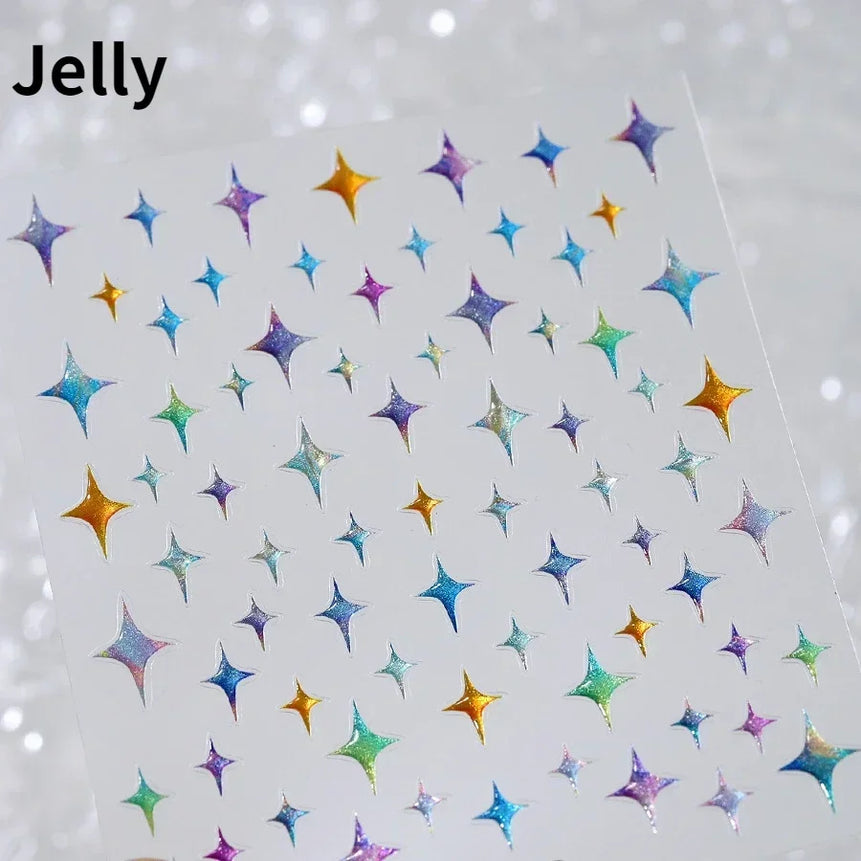 1PC 5D Korean Bronzing Nail Stickers Japanese Gold Silver Star Moon Luxury DIY Nail Art Decoration Decals Manicure Accessories