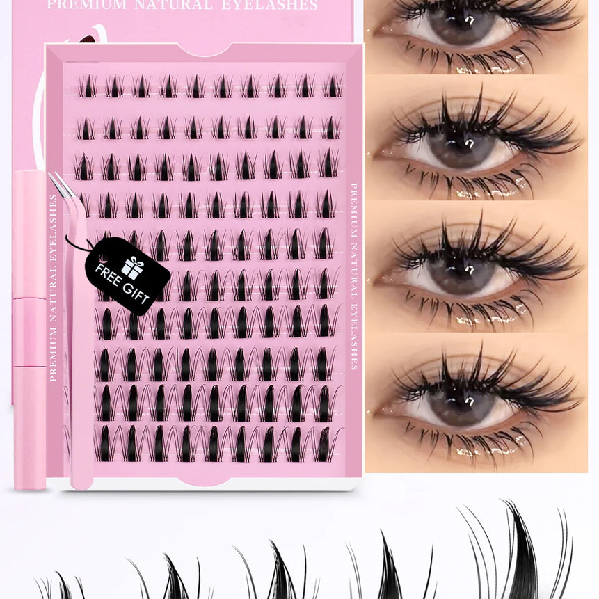 GROINNEYA Cluster Lashes Kit Manga Lashes Natural Eyelash extension Cluster Natural Volume Individual Lashes Mixed Tray Lashes
