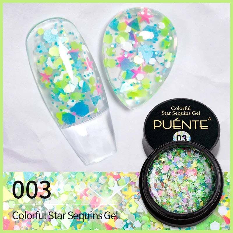 PUENTE Sparkle Platinum Gel Nail Polish 5ML Shiny Gold Silver Glitter Painting Gel Drawing Semi Permanent Varnish For Manicure