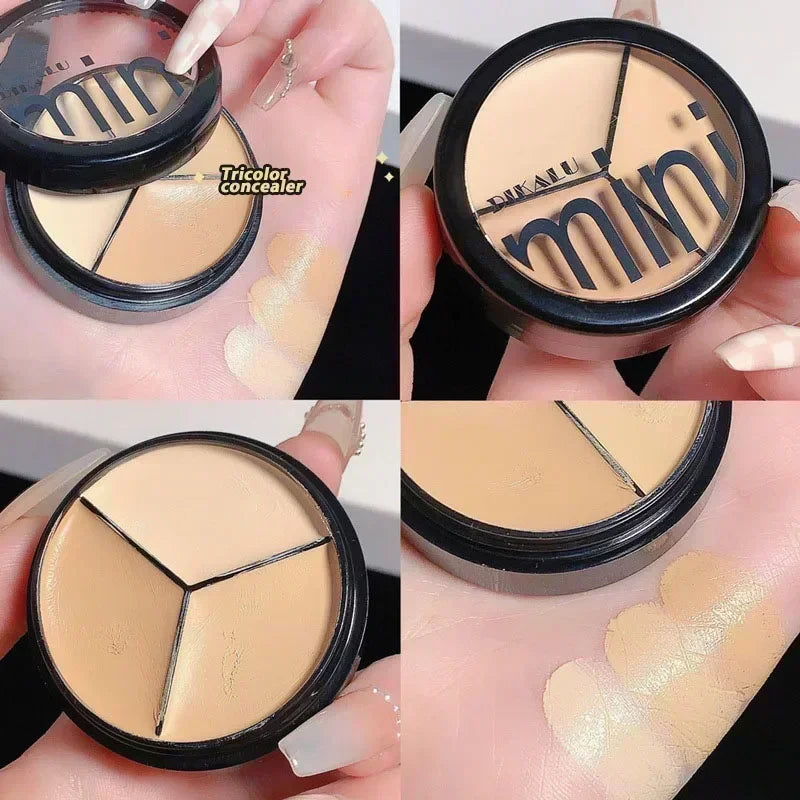 6.5g Natural 3-Color Concealer Palette Cover Dark Circles Acne Pores Creamy Texture Concealer Face Brightening Liquid Foundation
