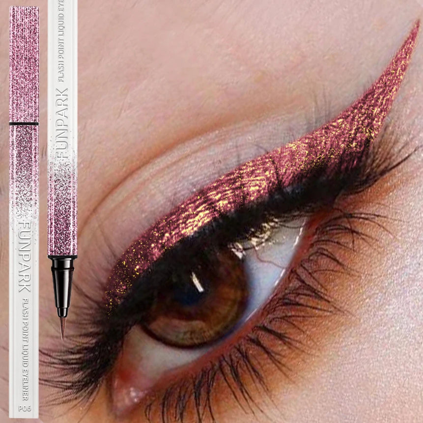 6 Color Diamond Shiny Eye Liner Eyeshadow Waterproof Quick-dry Silver Gold Metellic Pearlescent Liquid Eyeliner Makeup Gilfts