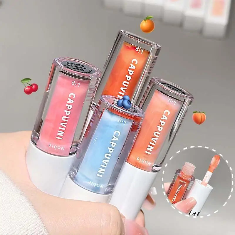 Cappuvini Sand Ice Double Color Lip Glaze Moisturizer Smooth Plumps Lips Easy to Apply Color-Enhancing Lip Gloss Lipstick