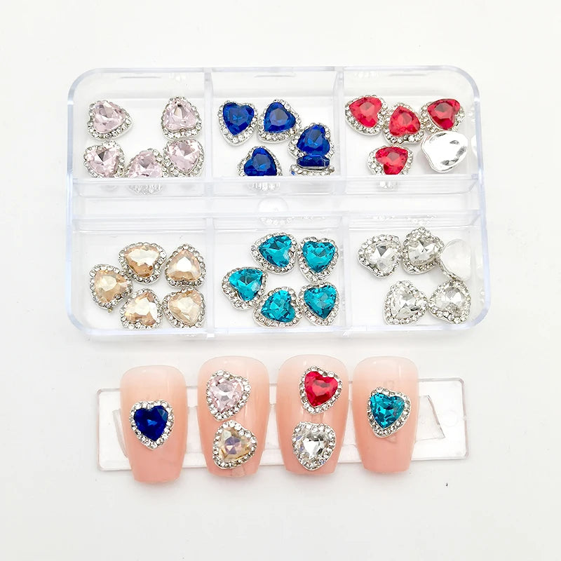 30Pcs Pink Nail Charms Alloy Rhinestones 3D Star Butterfly Heart Cross Gem Nails Crystal Diamond Nail Art Decoration Accessories