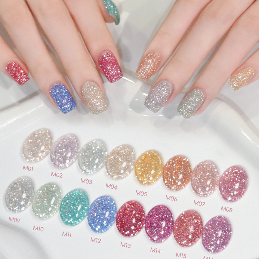 Diamond Glitter Nail Art 16 Colors 15ml Gel Nail Polish Soaking UV LED Nail Gel Salon Female Nail Art Tools Fashion