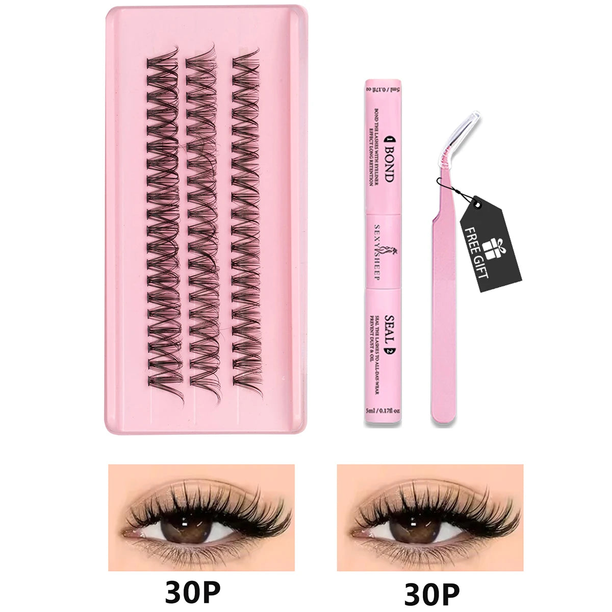 Christmas Gift Eyelash Clusters Manga Natural Look Individual Lashes Kit Lash Extension Wtih Lash Glue Use At Party Cosplay