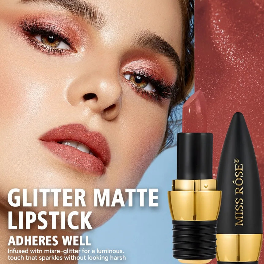 3 Color Black Sparkling Velvet Lipstick Metal Waterproof Long lasting Matte Diamond Lipstick Women's Cosmetics