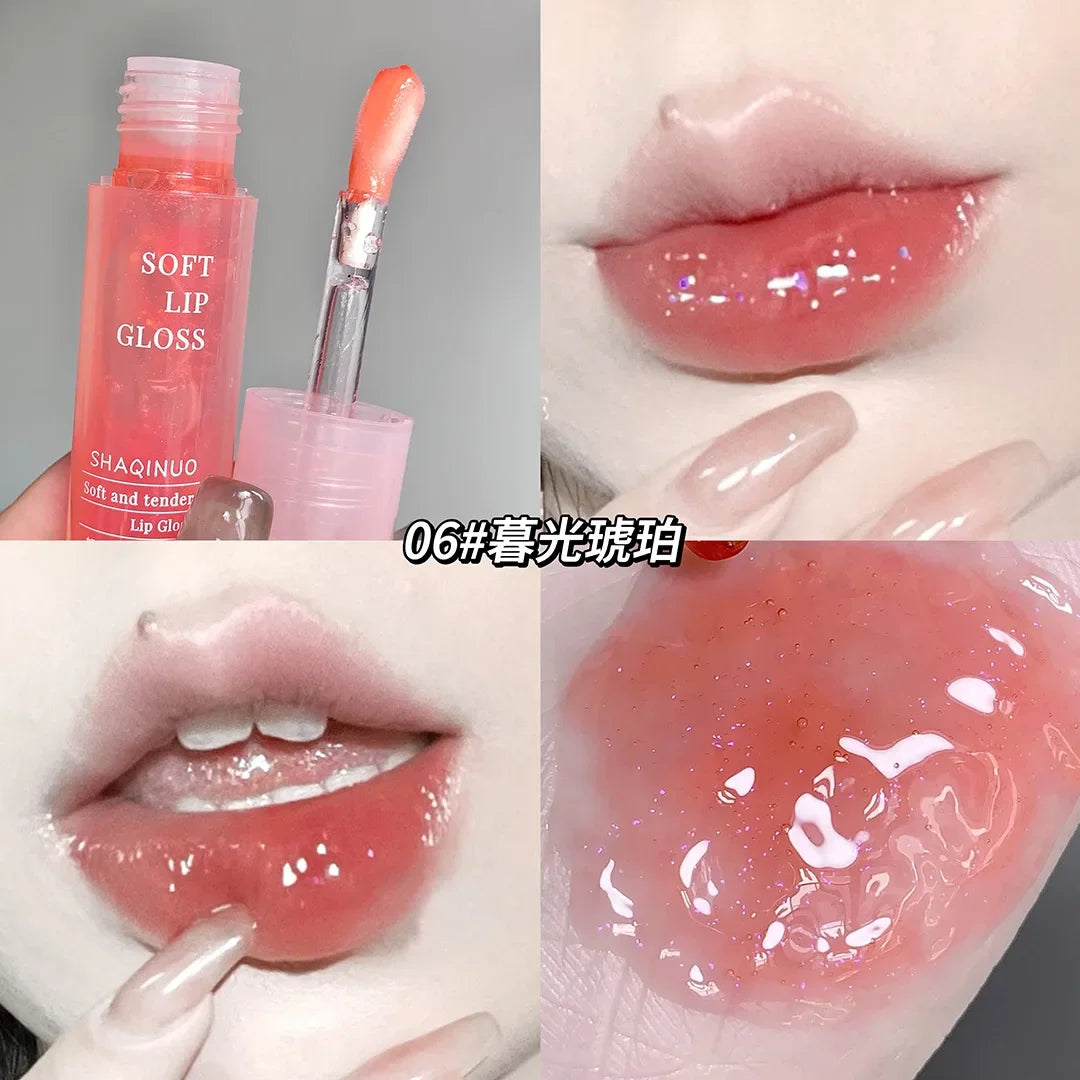Light Rich Watery Lip Oil Glitter Clear Transparent Glossy Lipstick Moisturizing Nourishing Hydrating Lip Gloss Makeup Cosmetics