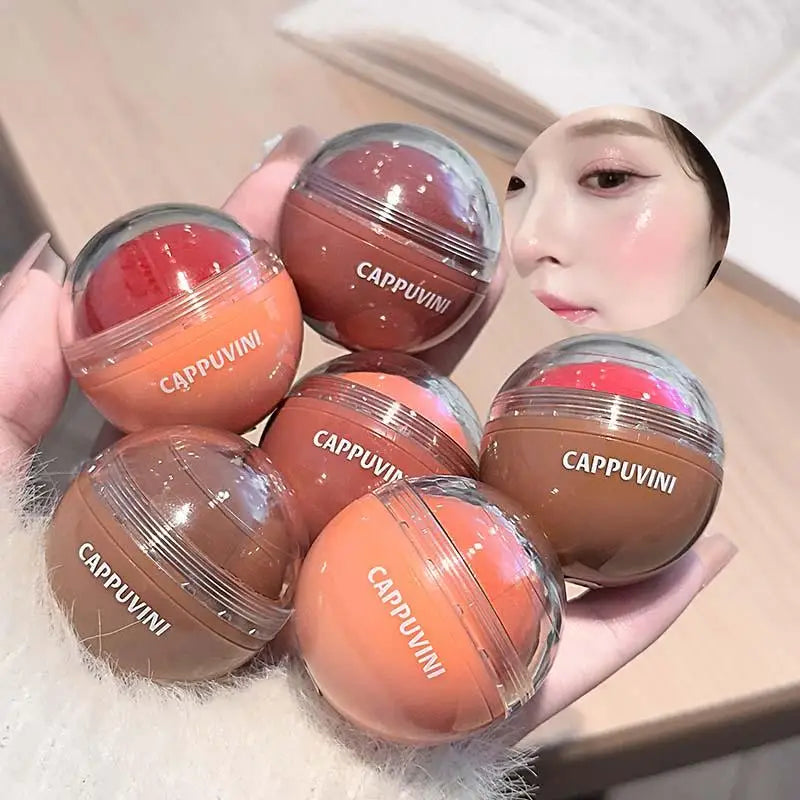 Cappuvini Vitality Juicy Blush Ball Natural Rosy Long-Lasting High Color Blusher Cream Face Makeup Rouge