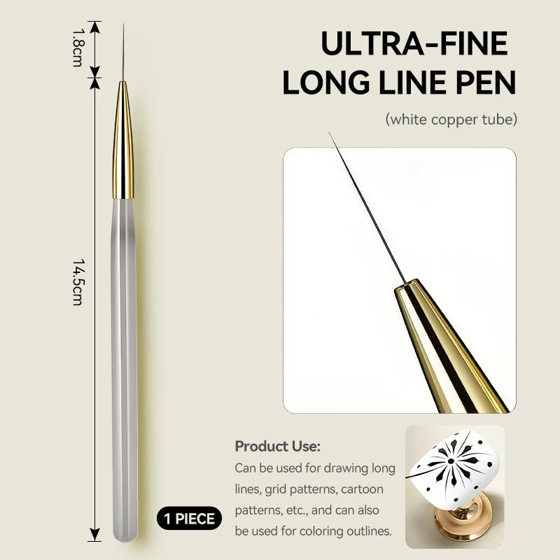 Professional Nail Art Brush Tip Painting Drawing Carving Dotting Pen Flat Fan Liner for Acrylic Gel UV Polish Manicure Tools