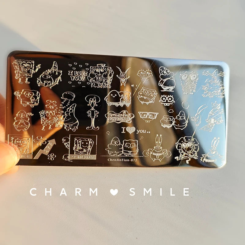 Cartoon Characters Stamping Plates  French Line Geometry  Flowers Leaves Animals Image Stainless Steel Nail Art Template Stencil