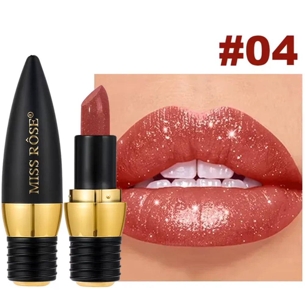 3 Color Black Sparkling Velvet Lipstick Metal Waterproof Long lasting Matte Diamond Lipstick Women's Cosmetics