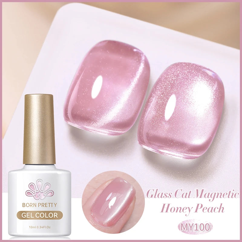 BORN PRETTY 10ml Black Glass Cat Magnetic Gel Nail Polish Silver Gold Glitter Semi Permanent Soak Off UV LED Gel Varnish