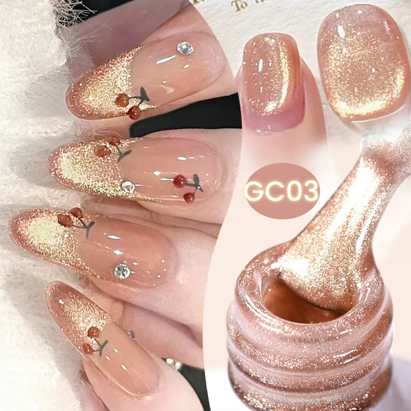 BORN PRETTY 10ml Black Glass Cat Magnetic Gel Nail Polish Silver Gold Glitter Semi Permanent Soak Off UV LED Gel Varnish